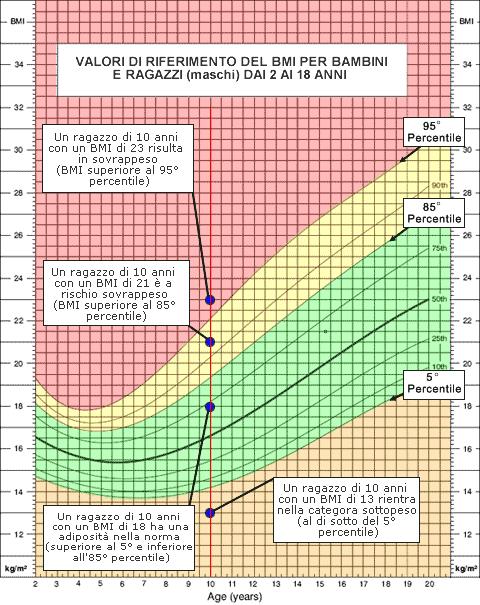 Tabella percentile per la valutazione della massa corporea, BMI o IMC Tabella percentile per la valutazione della massa corporea, BMI o IMC